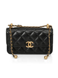 Shiny Calfskin Quilted Mini Perfect Fit Flap in Black