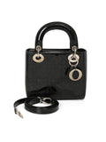 Dior Lady Dior Patent Leather Size Mini in Black