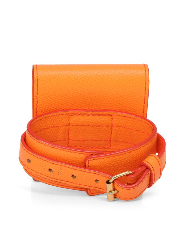 Le Sac Mini Textured-leather Bracelet Bag In Orange One Size