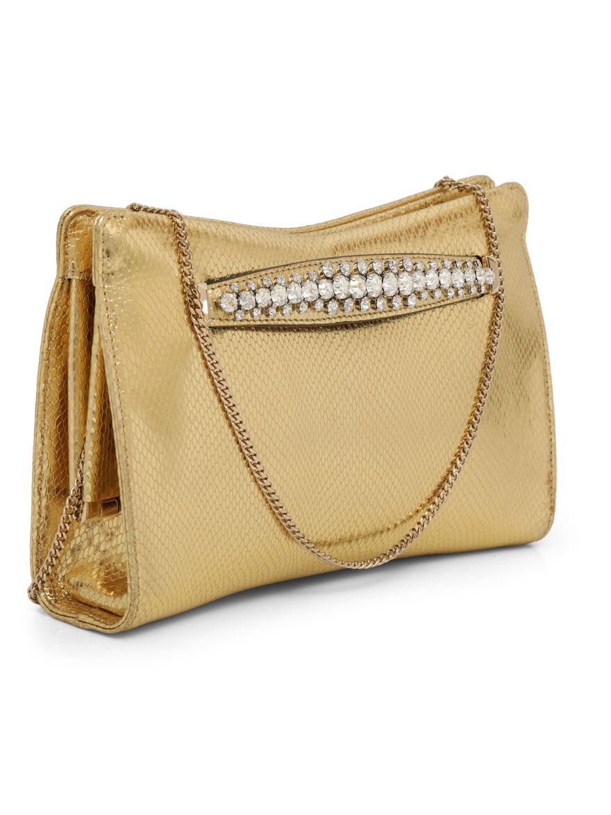 Venus Metallic Leather Clutch One Size