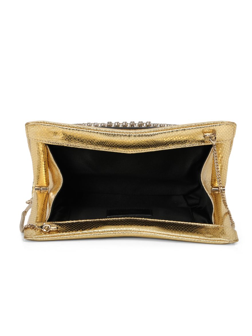 Venus Metallic Leather Clutch One Size