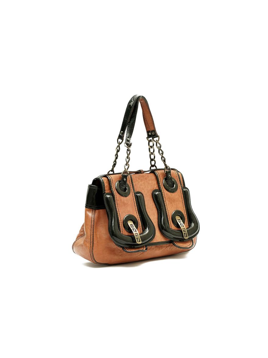 Nappa Vernice Patent B Bag Tan Black