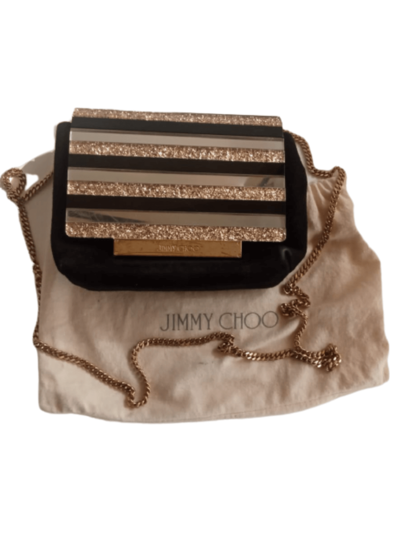 Suede And Glitter Finished Shoulder Bag