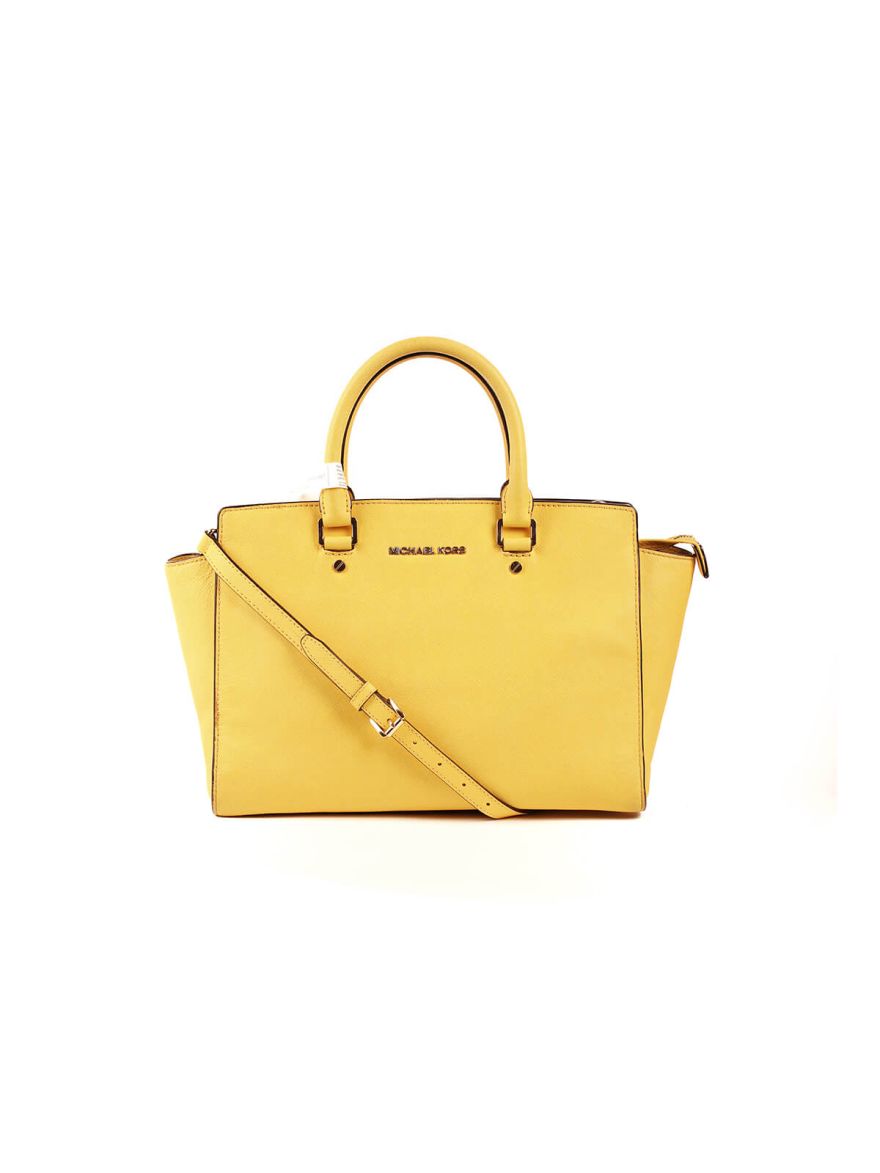 Leather Ciara Yellow Satchel Messenger Bag