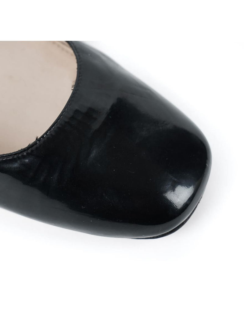 Black Patent Leather Round Toe Pumps Size - 41
