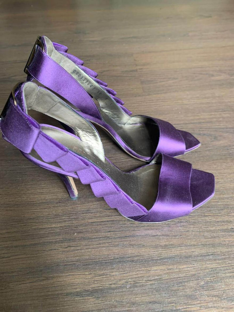 Giancini Purple Satin Peep Toes Size - 39