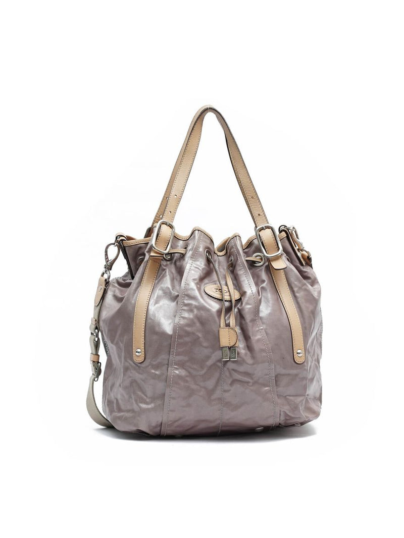 Tod's Coated Canvas/Leather Trim Bucket Bag