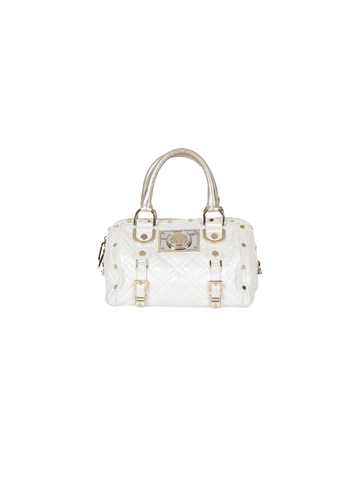 Medusa Ivory Leather Boston Bag