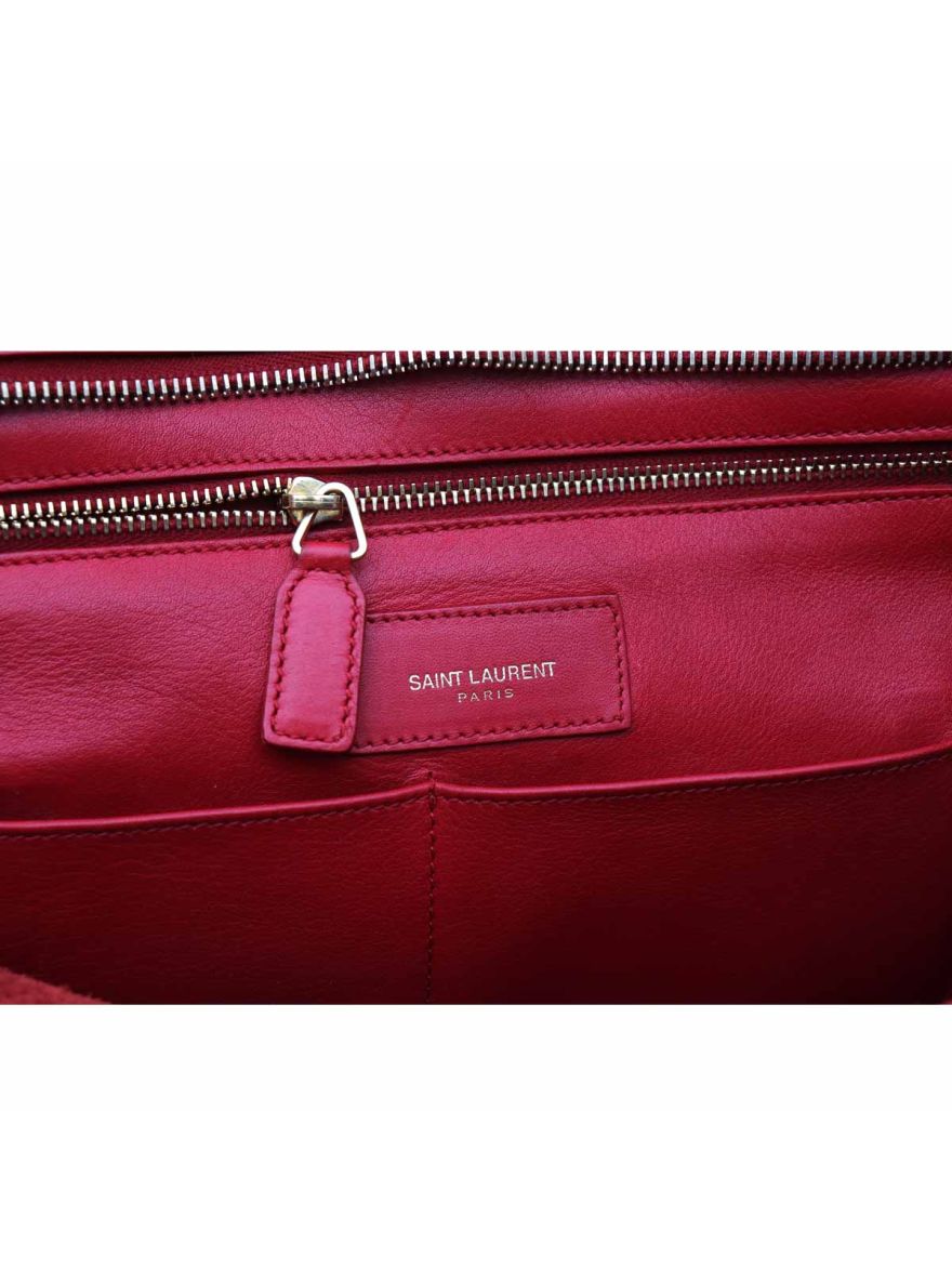 Yves Saint Laurent Cabas Y YSL Cabas Y-ligne Lipstick Red Leather Shoulder Bag