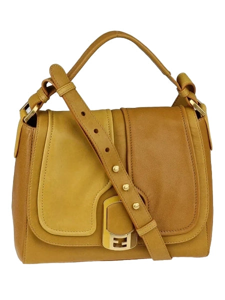 Yellow Colorblock Leather Medium Anna Shoulder Bag
