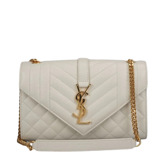 Blanc Vintage Envelope Small in Quilted Grain De Poudre Embossed Leather