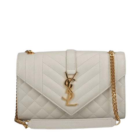 Blanc Vintage Envelope Small in Quilted Grain De Poudre Embossed Leather