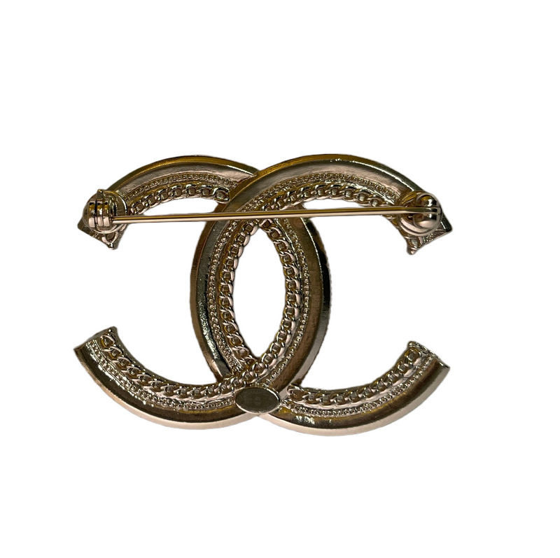CC Faux Pearl & Crystal Brooch