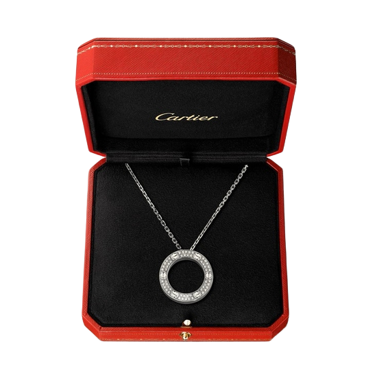 Love Diamond Pendant Paved In 18K White Gold