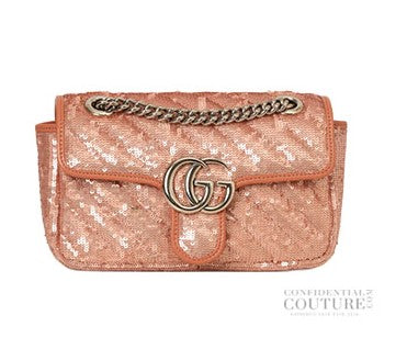Pink Sequin Marmont Small Shoulder Bag