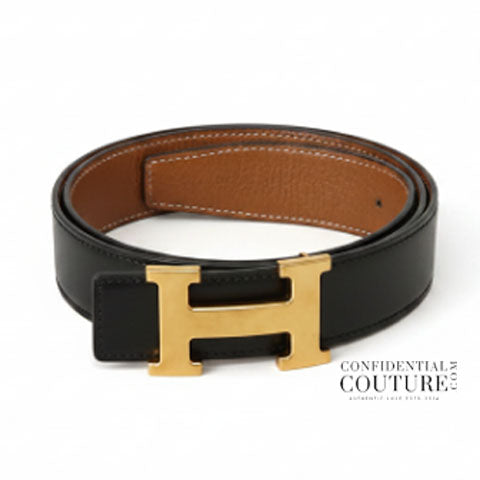 Shop Pre-Loved Hermès H Belt Noir/Gold 95 – Confidential Couture display picture 1