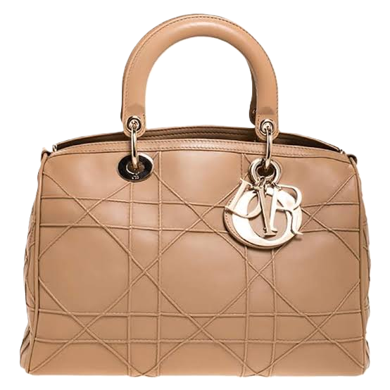 Christian Dior Beige Cannage Quilted Leather Granville Polochon Bag