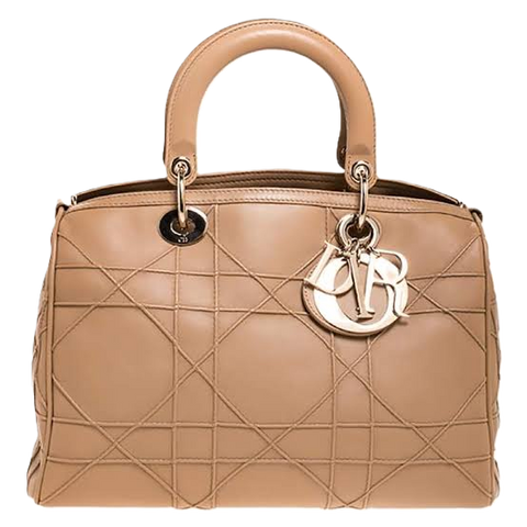 Beige Cannage Quilted Leather Granville Polochon Bag