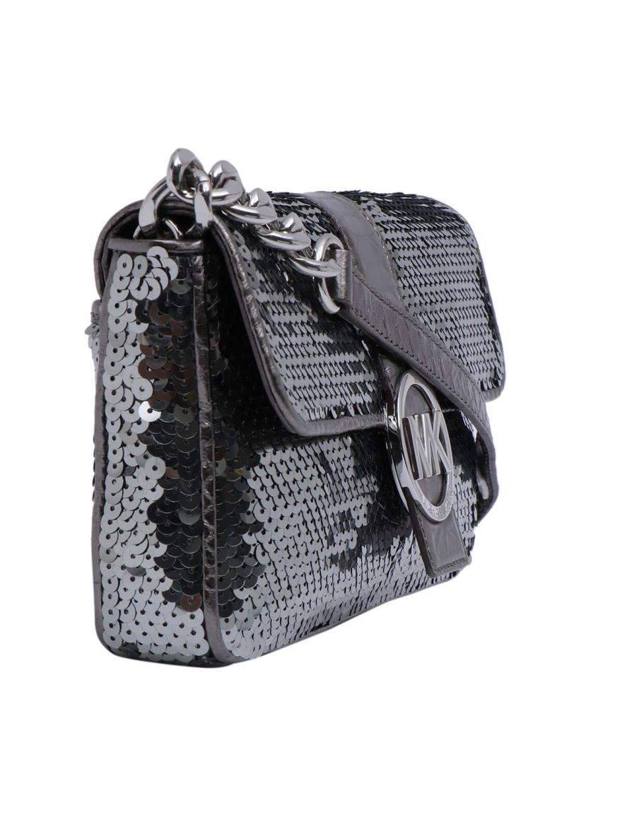 Grey Sequins Shoulder Bag