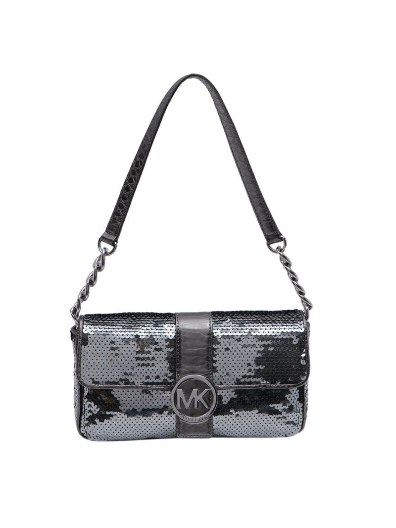 Grey Sequins Shoulder Bag