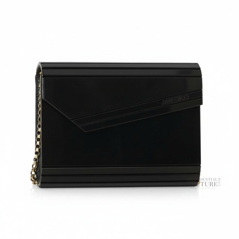Jimmy Choo Candy Black Clutch with Chain Strap