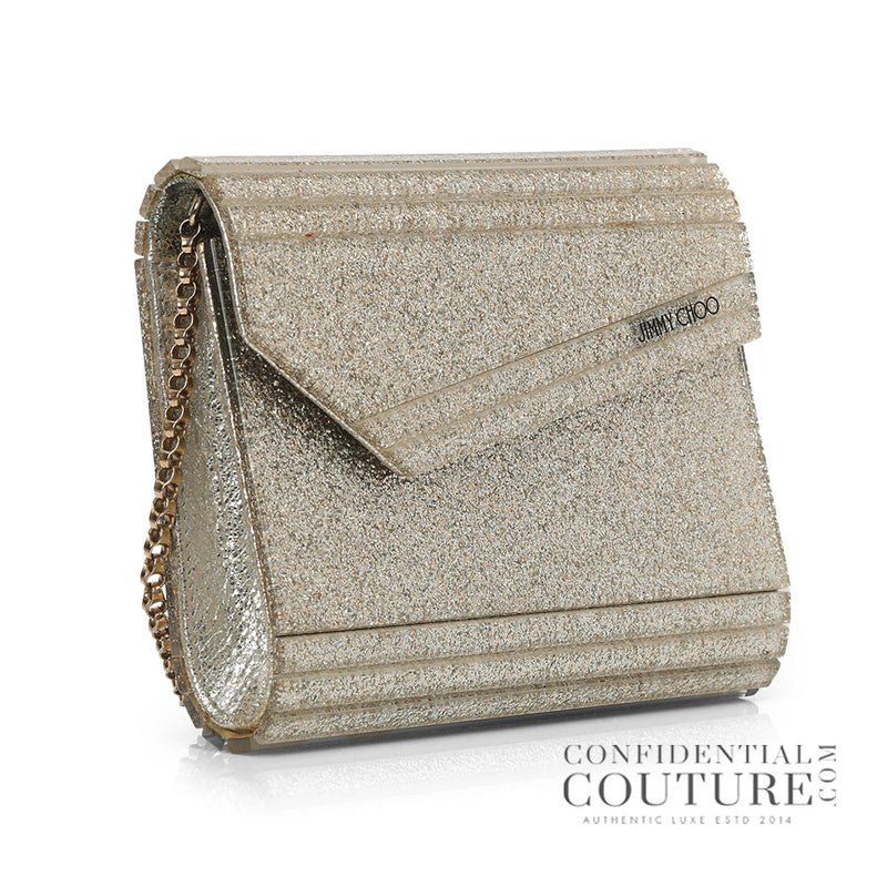 Candy Silver Fine Glitter Clutch with Chain Strap