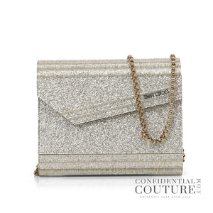 Candy Silver Fine Glitter Clutch with Chain Strap