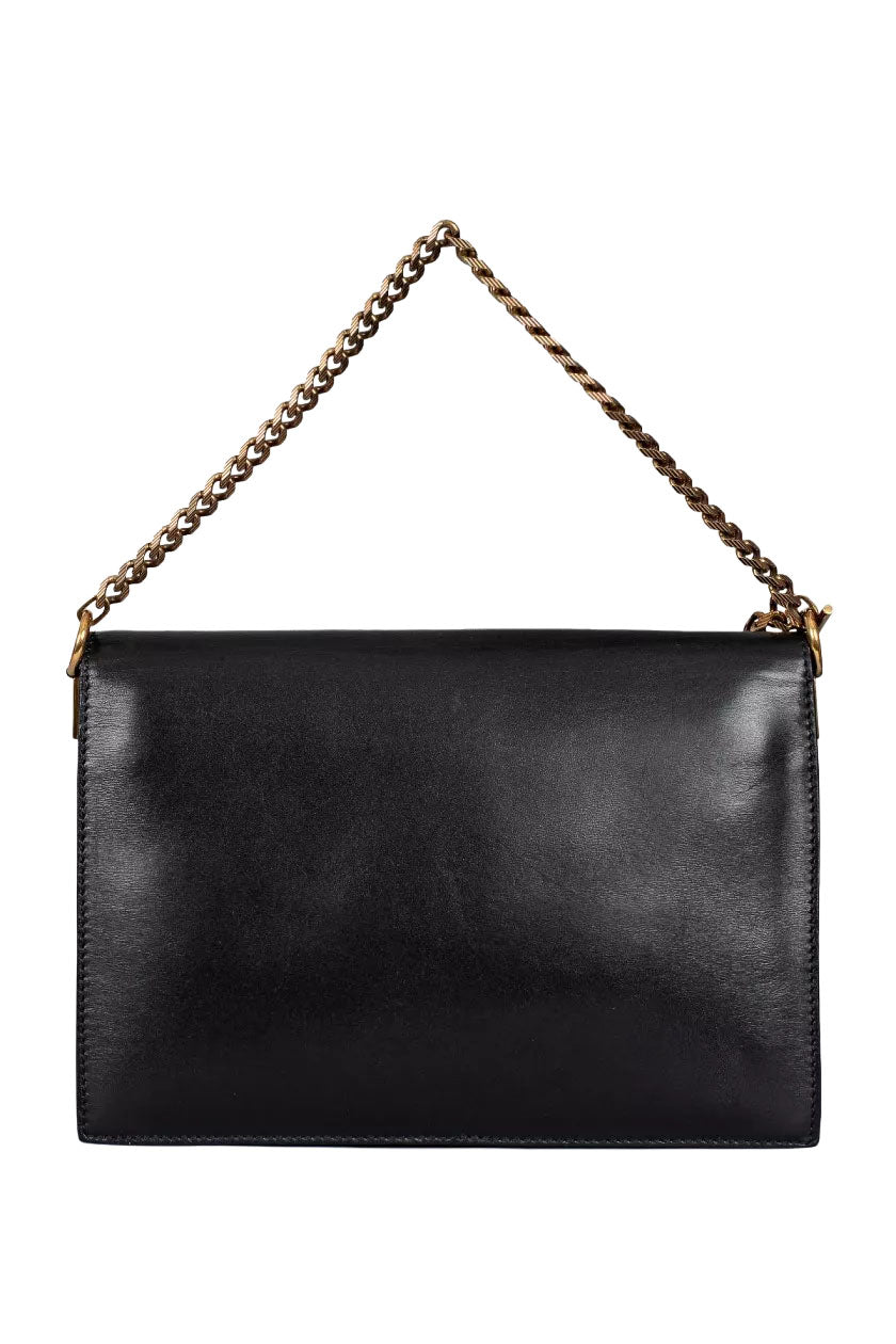 Black Leather Side Buckle Bag