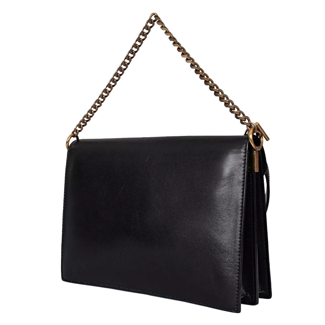 Black Leather Side Buckle Bag