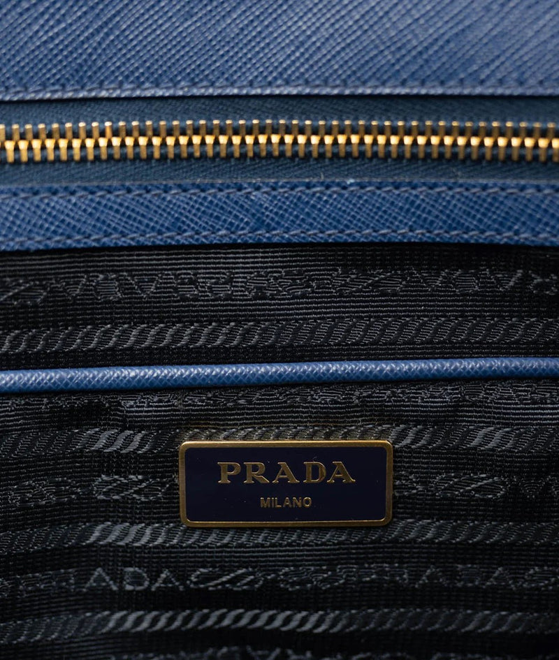 Galleria Navy Blue Saffiano Lux Leather Bag Large
