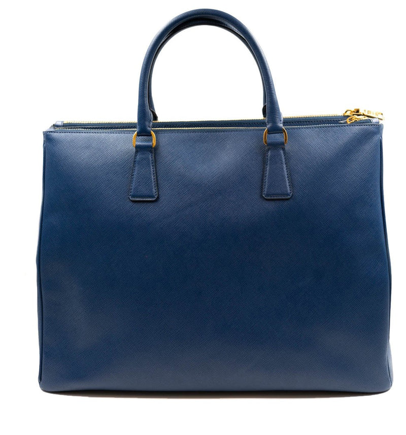 Galleria Navy Blue Saffiano Lux Leather Bag Large