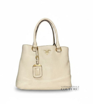 Vitello Phenix White leather Top Handle bag
