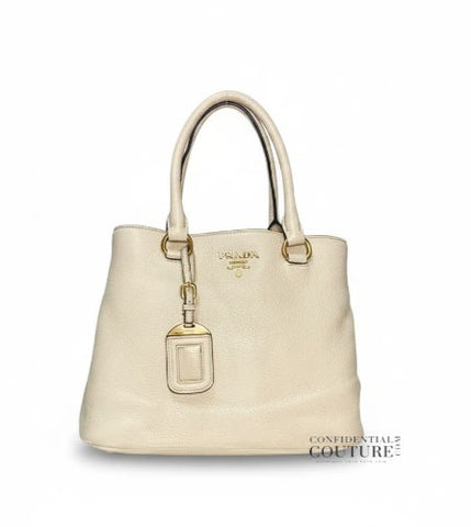 Vitello Phenix White leather Top Handle bag