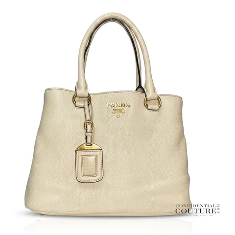 Vitello Phenix White leather Top Handle bag