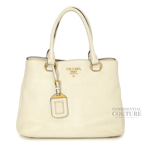 Vitello Phenix White leather Top Handle bag