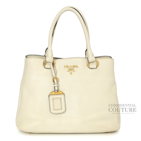 Vitello Phenix White leather Top Handle bag