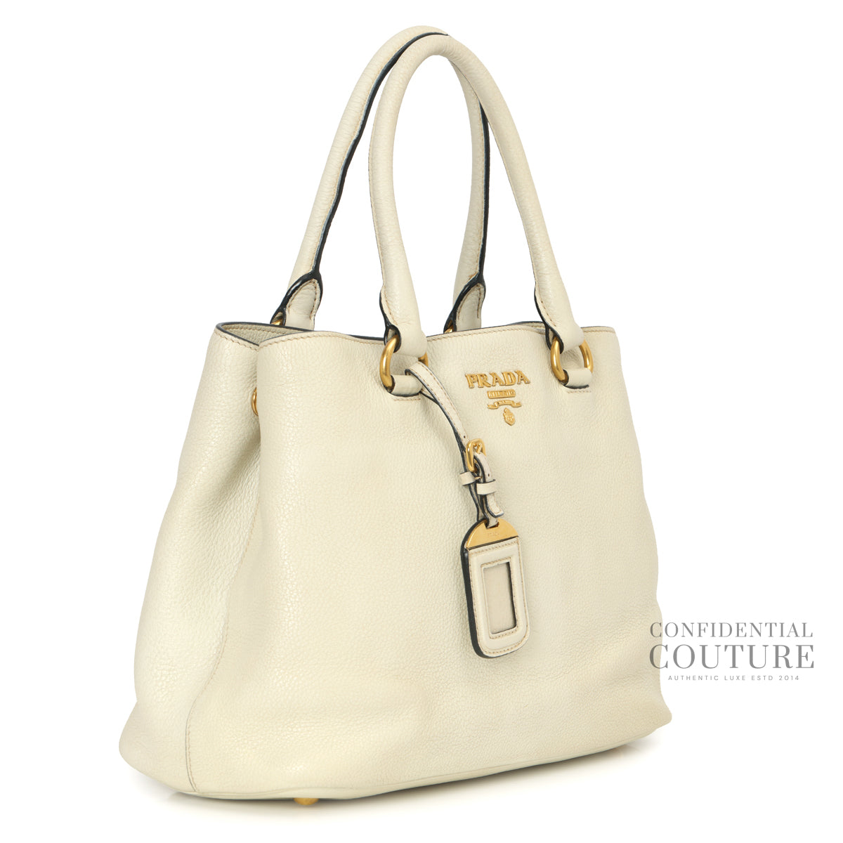 Vitello Phenix White leather Top Handle bag