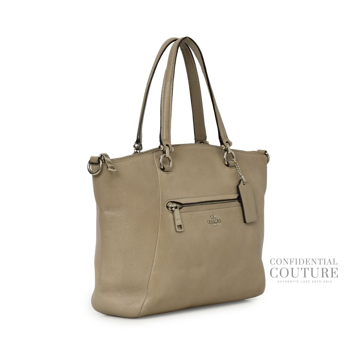 Pebbled Beige Leather Prairie Shoulder Bags