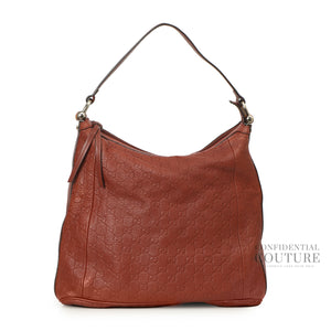 Brick Brown Guccissima Leather Bamboo D-Ring Hobo Bag