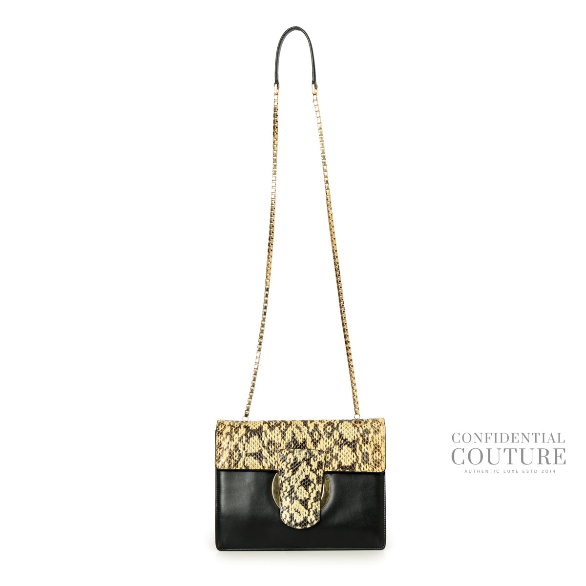 Black Python Flap Bag