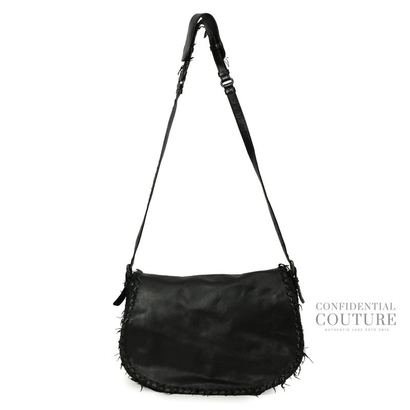 Black Leather Crossbody Messenger Bag
