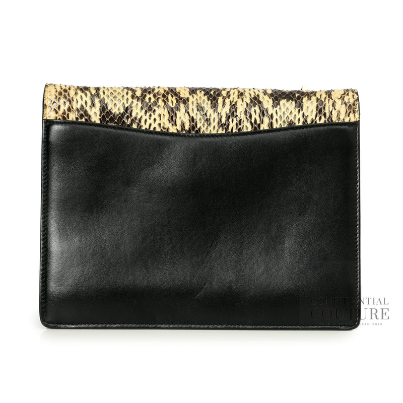 Black Python Flap Bag