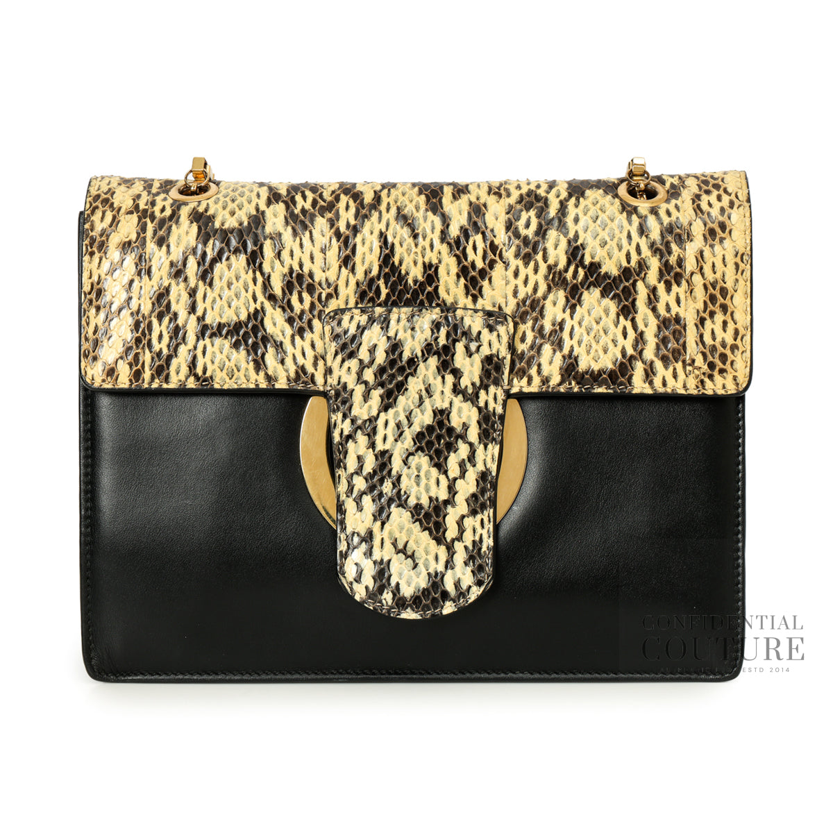Black Python Flap Bag