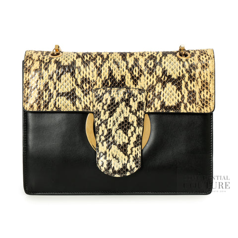 Black Python Flap Bag