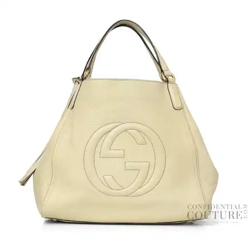Ivory Pebbled Leather Medium Soho Tote
