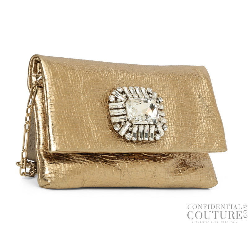 Gold Soft Vintage Goat Leather Titania Clutch