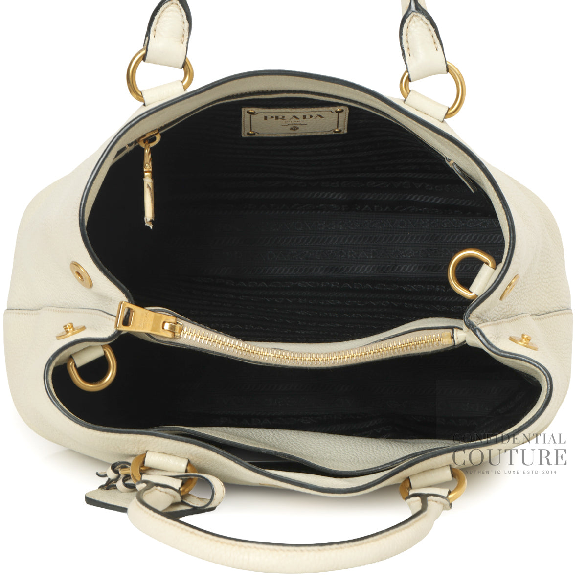 Vitello Phenix White leather Top Handle bag