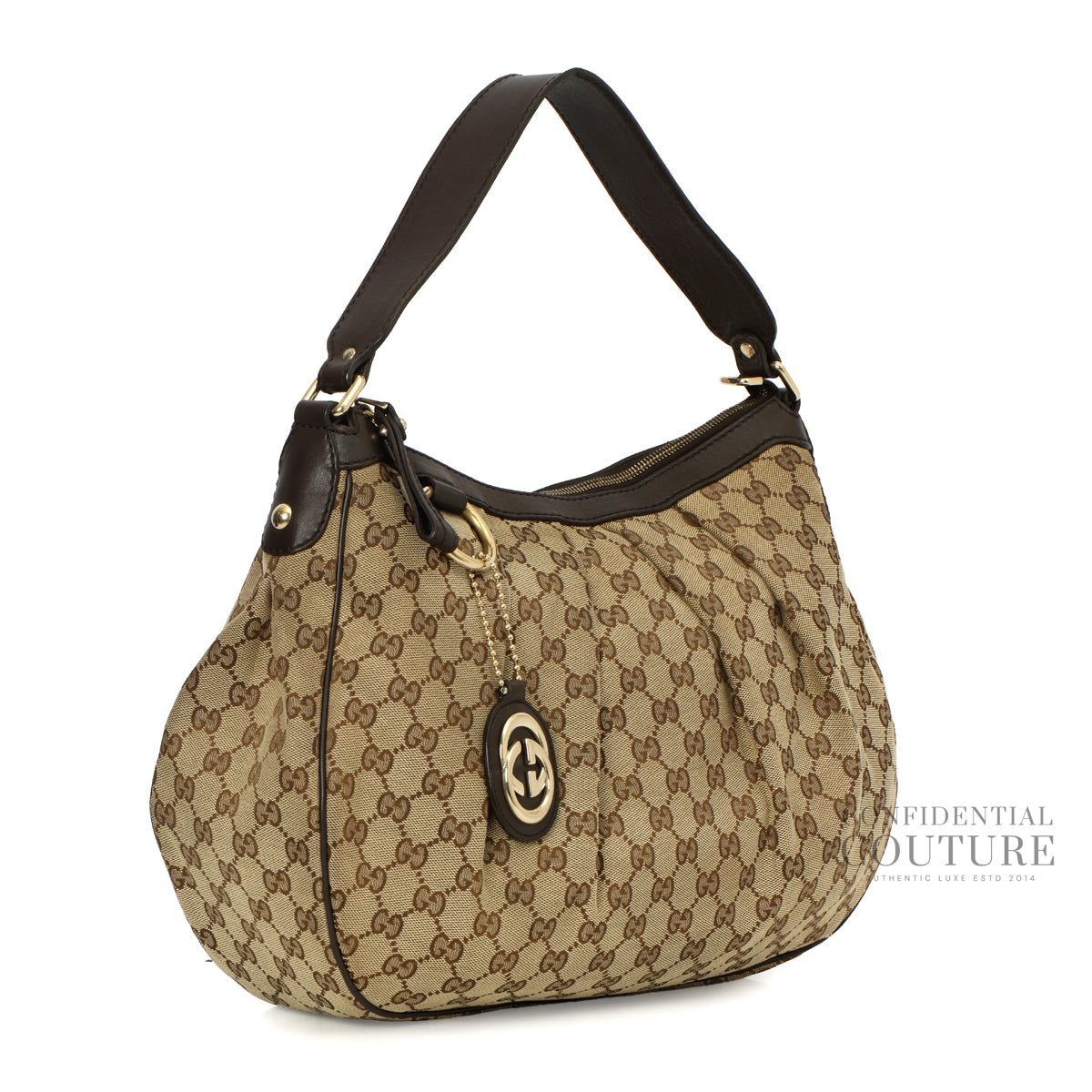 GG Canvas Beige/Ebony Sukey Medium Hobo Bag