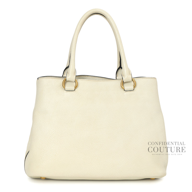 Vitello Phenix White leather Top Handle bag