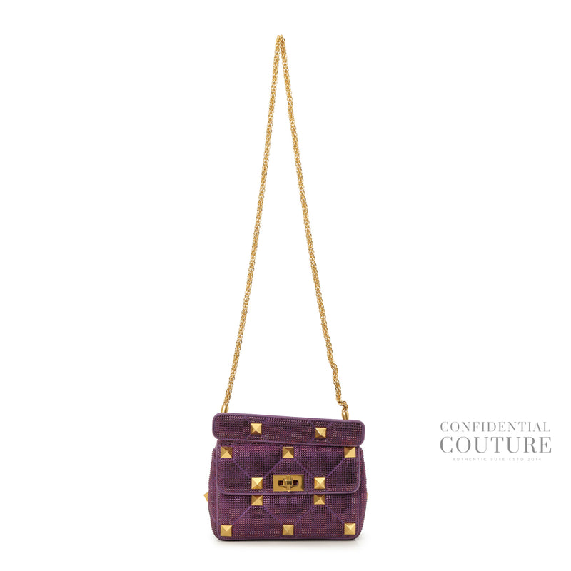 Garavani Roman Stud Medium Chain Bag with Rhinestones